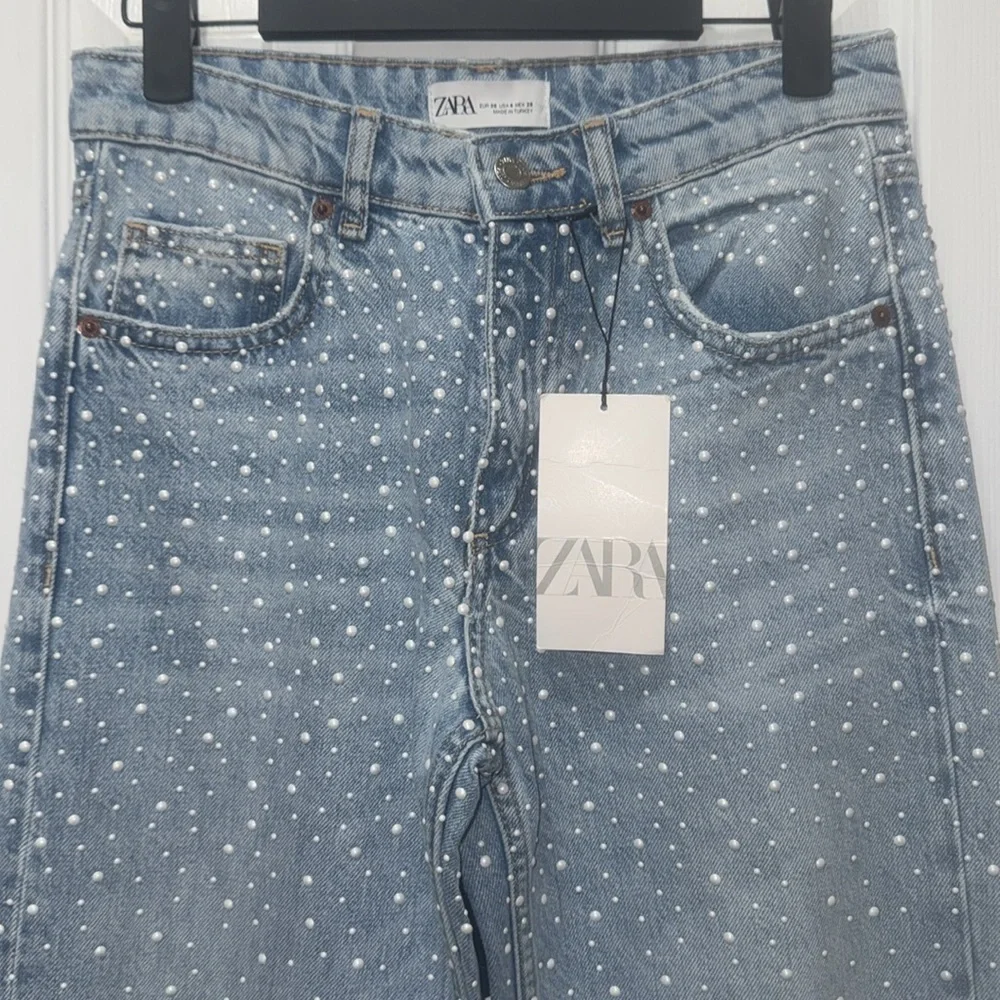 Zara Blue Straight Leg Jeans Timeless Style - Picture 2 of 5